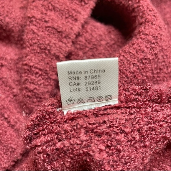 Elan Burgundy Maroon Wool Blend Turtleneck Lace Up Sleeve Sweater Medium - Picture 8 of 10